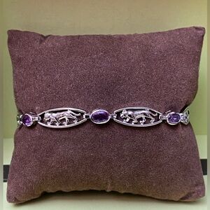 DBJ 925 sterling silver Suzanne Somers bracelet Amethyst Panther link size 7.5”